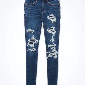 American Eagle AEO Ne(x)t Level Ripped Low-Rise Jegging Dark Indigo Sz 10